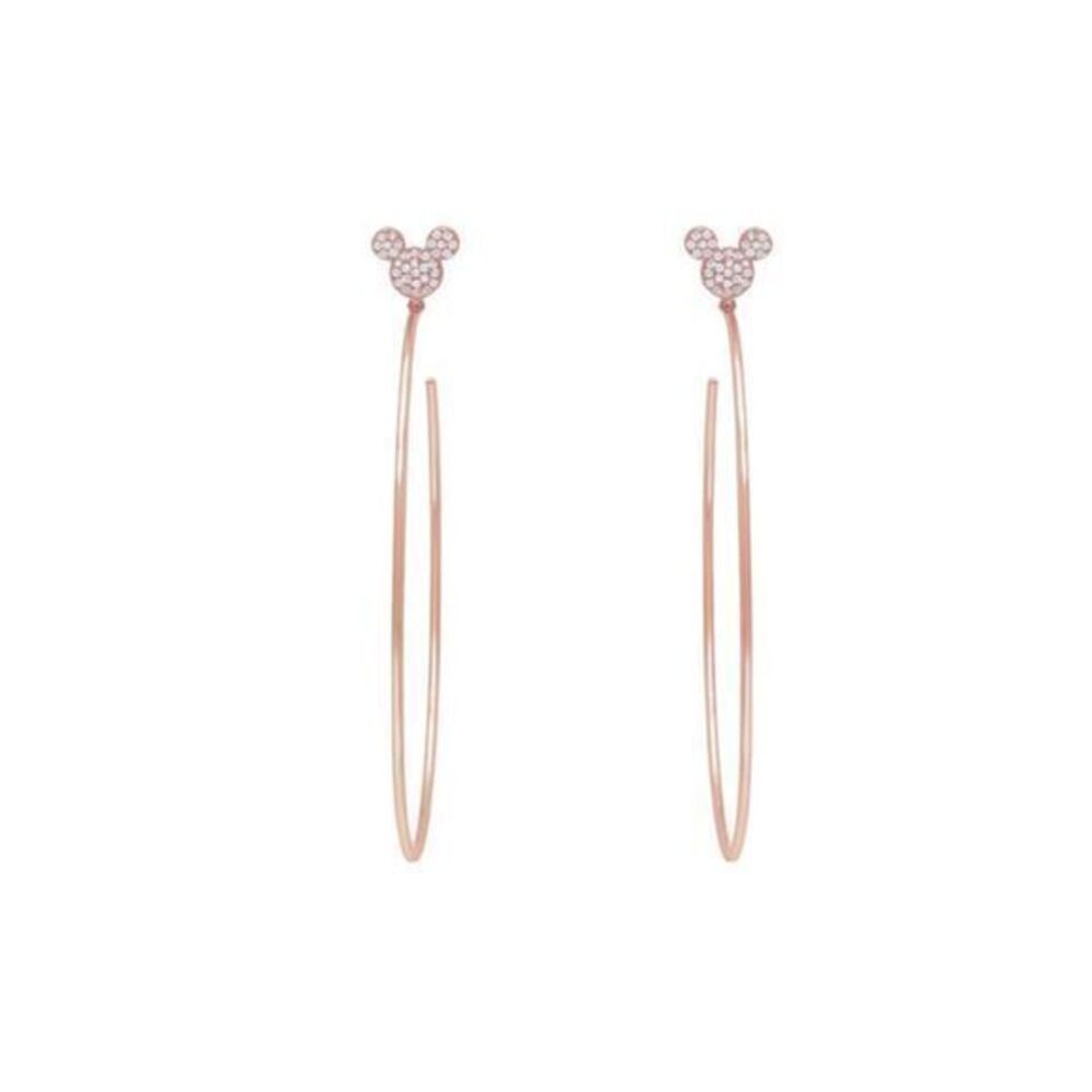 DISNEY Mickey Mouse Rose Gold Large Hoop Earrings by CRISLU With Box